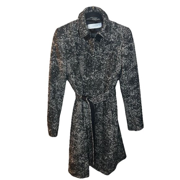 Women’s Tahari Vintage Peacoat Black And White Polyester /wool Size XS 90s Y2K - Picture 2 of 3